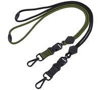wisdompro 2 Pack of 23 inch Durable Round Cord Adjustable Lanyard with Safety Breakaway Buckle, Detachable Buckle and Heavy Duty Metal Hook for ID Card Badge Holder and Keys - Black and Army Green