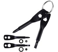 Wisdompro 2 Pack Pocket Keychain Screwdriver, Mini Portable Keyring Screwdriver Set, Small Multifunction EDC Repair Tool Key Chain Phillips and Flat Head Screwdriver - Black