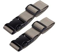 Wisdompro 2 Pcs Add a Bag Luggage Strap, Heavy Duty Adjustable Suitcase Belt Travel Attachment Travel Accessories for Connecting 3 Luggage Together, Khaki, 20 inch