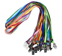 Wisdompro 20 Pack of 17 Inch Colorful Blank Flat Woven Nylon Neck Lanyards/Straps with Metal Bulldog Clip Attachment for Office ID Name Tags and Badge Holders - Assorted Colours