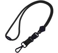 wisdompro 23 inch Durable Round Cord Adjustable Lanyard with Safety Breakaway Buckle, Detachable Buckle and Heavy Duty Metal Hook for ID Card Badge Holder and Keys - Black