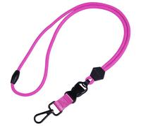 wisdompro 23 inch Durable Round Cord Adjustable Lanyard with Safety Breakaway Buckle, Detachable Buckle and Heavy Duty Metal Hook for ID Card Badge Holder and Keys - Hotpink