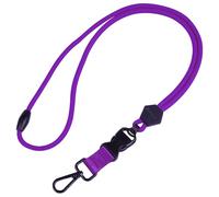 wisdompro 23 inch Durable Round Cord Adjustable Lanyard with Safety Breakaway Buckle, Detachable Buckle and Heavy Duty Metal Hook for ID Card Badge Holder and Keys - Purple