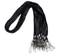 wisdompro 30 Pack Neck Strap Lanyard, 17 Inch Nylon Lanyards with J-Hook & Tone Split Ring for USB Flash Drives, Keys, Keychains, ID Card Badge Holders -Black