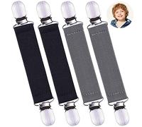 wisdompro 4 Pack Glove Clips, Mitten Clips with Elastic Straps for Kids, Toddle and Adults, Clothes Waist Cinch Clips, Sweater Cardigan Clips - Grey, Black