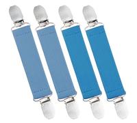 wisdompro 4 Pack Glove Clips, Mitten Clips with Elastic Straps for Kids, Toddle and Adults, Clothes Waist Cinch Clips, Sweater Cardigan Clips -Blue, Light Blue