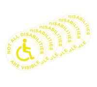Wisdompro 6 Pcs Not All Disabilities are Visible Car Sticker, Disabled Car Stickers Inside Window, Disabled Badge Sticker Vinyl for Car, Round 115mm - Yellow on Clear