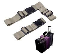 Wisdompro Add a Bag Luggage Strap, 1 Set of Heavy Duty Adjustable Suitcase Connector Belt, Travel Baggage Attachment Accessories for Connecting Luggage Together - Khaki (T-type, Normal)