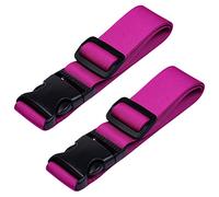 Wisdompro Add a Bag Luggage Strap, 2 Pack Heavy Duty Adjustable Suitcase Connector Belt, Travel Baggage Attachment Accessories for Connecting Luggage Together, 31 inch - Purple, WP304