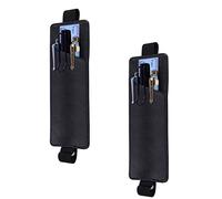 wisdompro Adjustable Elastic Band Pen Holder, 2 Packs PU Leather Pencil Holder, Pen Sleeve Pouch, Fits for 8" to 11.5" Hardcover Journals, Notebooks, Planners, iPad - Black