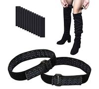 wisdompro Boot Straps, 1 Pair Knee Boot Straps of Elastic Adjustable Belt, Plus Extra 12 Pcs Adhesive Tape Hook Sticker for Fall-off Prevention