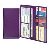 wisdompro Car Document Wallet, Premium PU Leather Car Registration and Insurance Holder - Vehicle Paperwork Wallet Case Organizer for ID Card, Driving Licence, Key Contact Information Cards - Purple