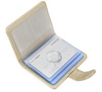 wisdompro Credit Card Holder for Women/Men, PU Leather RFID Blocking Debit Card Holder Wallet ID Bank Card Case Protector with Magnetic Shut (Build in 20 Card Slot) -Vertical Gold