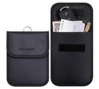 Wisdompro Faraday Pouch for Car Keys, 2 Pack Car Key Signal Blocking Pouch, RFID Blocker for Car Keys, Anti-theft Remote Keyless Entry Protector - Black (PU Leather)