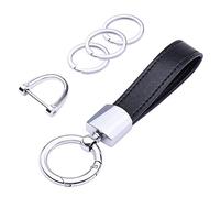 Wisdompro Genuine Leather Car Keychain, Universal Key Fob Keychain Leather Key Chain Holder for Men and Women, 360 Degree Rotatable, with Anti-lost D-ring - Classic Black
