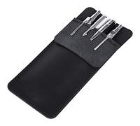 wisdompro Genuine Leather Heavy Duty Pocket Protector Pen Holder/Pouch for Shirts, Lab Coats, Pants - Multi-Purpose - Holds Pens, Pointers, Pencils, and Notes - Vintage Black