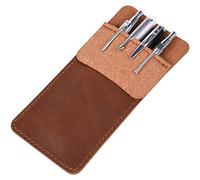 wisdompro Genuine Leather Heavy Duty Pocket Protector Pen Holder/Pouch for Shirts, Lab Coats, Pants - Multi-Purpose - Holds Pens, Pointers, Pencils, and Notes - Vintage Brown