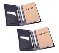wisdompro Journal Cover, 2 Pack PU Leather Notebook Cover for Field Notes, or Other 3.5" x 5.5" Pocket Notebooks - Black
