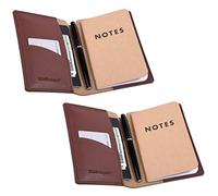 wisdompro Journal Cover, 2 Pack PU Leather Notebook Cover for Field Notes, or Other 3.5" x 5.5" Pocket Notebooks - Brown