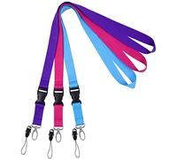 Wisdompro Office Lanyard 3 Pcs, 23 inch Premium Polyester Neck Strap Lanyard with Oval Clasp & Detachable Buckle for Phone, Camera, USB, Keys, Keychain, ID Badge Holder - Purple/Hot Pink/Light Blue