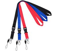 Wisdompro Office Lanyard 3 Pcs, 23 inch Premium Polyester Neck Strap Lanyard with Oval Clasp & Detachable Buckle for Phone, Camera, USB, Keys, Keychain, ID Badge Holder - Red/Black/Blue