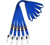 Wisdompro Office Lanyard 5 Pcs, 23 inch Premium Polyester Neck Strap Lanyard with Oval Clasp & Detachable Buckle for Phone, Camera, USB, Keys, Keychain, ID Badge Holder - Blue