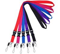 wisdompro Office Lanyard 5 Pcs, 23 inch Premium Polyester Neck Strap Lanyard with Oval Clasp & Detachable Buckle for Phone, Camera, USB, Keys, Keychain, ID Badge Holder - 5 Assorted Colours
