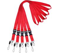 wisdompro Office Lanyard 5 Pcs, 23 inch Premium Polyester Neck Strap Lanyard with Oval Clasp & Detachable Buckle for Phone, Camera, USB, Keys, Keychain, ID Badge Holder - Red