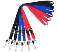 wisdompro Office Lanyard 6 Pcs, 23 inch Premium Polyester Neck Strap Lanyard with Oval Clasp & Detachable Buckle for Phone, Camera, USB, Keys, Keychain, ID Badge Holder - Red/Black/Blue