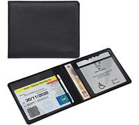 wisdompro PU Leather Disabled Blue Badge and Timer Holder Wallet Protector Disability Parking Permit Hologram Safe, PVC Does Not Cover Hologram,Black