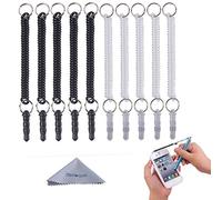 Wisdompro Stylus Tether, 10 Pack of Detachable Elastic Coil Tether Strings Lanyards with 3.5mm earphone jack for Stylus Pens - Black, Clear