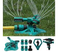 WISDOMWELL Garden Sprinkler Adjustable water spray range Suitable for large areas of lawn Automatic 360 Degree 3 Arm Rotating Sprinkler System