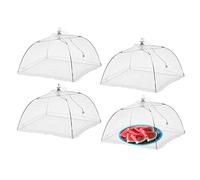 WISDOMWELL Pop-Up Mesh Food Covers Tent Umbrella 4 Pack Large 17 inch Reusable and Collapsible Screen Net Protectors for Outdoors Parties Picnics BBQs Keep Out Flies Bugs Mosquitoes