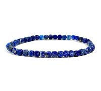Wise Crystals Cube Cut Beaded Bracelet Healing Stone Metaphysical Calming Properties Health (Lapis Lazuli)