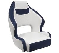 Wise DLX3338-1904 DLX Series Pontoon Bucket Seat with Flip Up Bolster - White/Mariner Blue