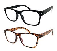 Wise Eyewear 2 Pack Bulk Multi Focus 3 Power Progressive Reading Glasses - No Line (1 Black, 1 Tortoise, 1.50)