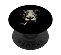 Wise Goat with Glasses & Pipe Halftone Animal Design PopSockets Adhesive PopGrip
