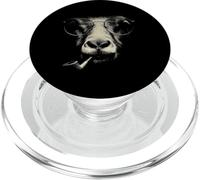 Wise Goat with Glasses & Pipe Halftone Animal Design PopSockets PopGrip for MagSafe