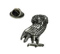 Wise Greek Owl of Athena English Pewter Lapel Pin Badge with gift box