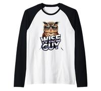 Wise Guy Cool Owl with Sunglasses Humor Raglan Baseball Tee