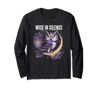 Wise in Silence Owl Moon Starry Night Long Sleeve T-Shirt