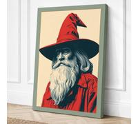 Wise Man with Crimson Bird Canvas Wall Art Print 24x16 Inch (61 x 41 cm)