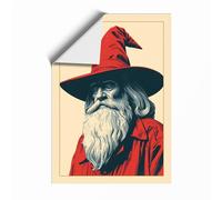 Wise Man with Crimson Bird Modern Unframed Wall Art Print A3 (42×29.7cm), Wall Decor for Living Room, Bedroom, Office & Home, Art Gift