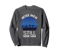 Wise Men Still Seek Him Christian Jesus Sweatshirt, Adult Unisex, Dark Heather Grey, X-Large