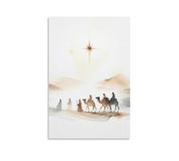 Wise Mens Journey Serene Desert Scene Star Of Bethlehem Jesus Wall Art Paintings Canvas Prints Poster Artwork for Living Room Bedroom Bathroom Office Home Decor 16x24inch(40x60cm)