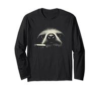 Wise Monkey Smoking Halftone Retro Art Primate Design Long Sleeve T-Shirt