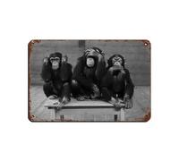 Wise Monkey Tin Sign Vintage Metal Pub Club Cafe Bar Home Wall Art Decoration Poster Retro 8x12inch(20x30cm)