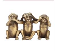 Wise Monkeys Statue, Hear No, See No, Speak No Evil, Brass Three Truths Of Monkey Figurine for Office Home Decorations (3.0 X 1.7 X 1.0in)