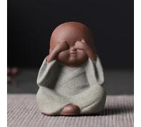 Wise Monks Figurines Set Mini Cute Small Zen Monk Statues,Buddhist Meditation Decor for Home Office Desk Car Dashboard Zen Garden Tea Table Plant Pot,Peaceful Spiritual Mindfulness Ornament(Grey)