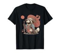 Wise Old Tanuki with Japanese Umbrella Look T-Shirt
